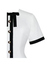 Load image into Gallery viewer, Idina Business Casual White Romper with Black Trim
