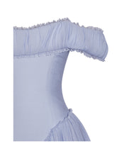 Load image into Gallery viewer, Xavy Baby Blue Off Shoulder Corset Midi Dress
