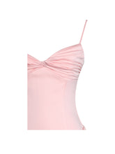 Load image into Gallery viewer, Najwa Baby Pink Ruched Breast Drop Waist Maxi Dress
