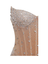 Load image into Gallery viewer, Fatima Nude Crystal Sleeveless Corset Mermaid Maxi Dress
