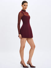 Load image into Gallery viewer, Natasha Burgundy Faux Two-Piece Turtleneck Mini Dress
