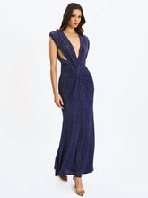 Load image into Gallery viewer, Terri Navy Sparkle Plunging Backless Maxi Dress
