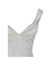 Load image into Gallery viewer, Chelsea Ivory Jacquard Ruched Bust Sweetheart Midi Dress
