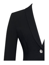 Load image into Gallery viewer, Ria Black Blazer Mini Dress with Crystal Button and Pleated Detail
