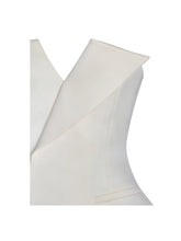 Load image into Gallery viewer, Yani Ivory Asymmetrical Lapel Sleeveless Peplum Top
