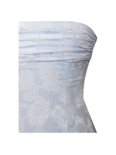 Load image into Gallery viewer, Xatia Baby Blue Jacquard Textured High Slit Maxi Dress
