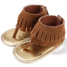 Load image into Gallery viewer, Baby Summer Newborn 0-18M Infant Baby Girls Children's Sandals Summer New Retro Tassel Flannel Baby  Shoes Solid Non-slip
