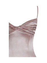 Load image into Gallery viewer, Tullia Dusty Rose Satin Ruched Midi Dress

