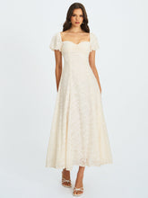 Load image into Gallery viewer, Pandora White Bubble Sleeve Backless Maxi Dress
