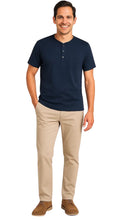 Load image into Gallery viewer, Men's Short Sleeve Henley Relaxed Fit Shirt with Pocket
