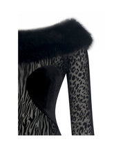 Load image into Gallery viewer, Alexis Black Velvet Animal Print Fur Boatneck Maxi Dress
