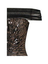 Load image into Gallery viewer, Qeturah Embroidered Sequin Off Shoulder Mesh Gown
