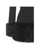 Load image into Gallery viewer, Wenona Black Fur Trimmed V-Neck Mini Blazer Dress
