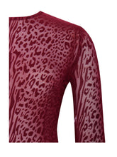 Load image into Gallery viewer, Patricia Burgundy Leopard Burnout Velvet Mesh Backless Maxi Dress
