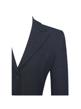 Load image into Gallery viewer, Quinne Navy Striped Single-Breasted Peplum Blazer
