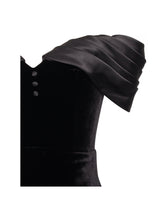 Load image into Gallery viewer, Qamra Black Velvet Off Shoulder Mermaid Maxi Dress
