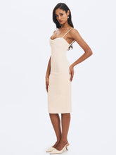 Load image into Gallery viewer, Gracie Butter Yellow Ruched Satin Midi Dress
