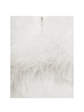 Load image into Gallery viewer, Quisten White Feathered Plunging Halter Mini Dress
