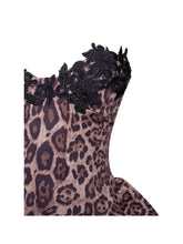 Load image into Gallery viewer, Qiara Cheetah Print Peplum Top with Lace Trim
