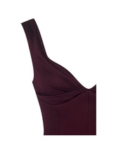 Load image into Gallery viewer, Omella Burgundy Ruched Bust Sweetheart Flared Midi Dress
