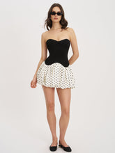 Load image into Gallery viewer, Dahliana Polka Dot Bubble Hem Corset Mini Dress
