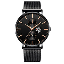Load image into Gallery viewer, Black 3Bar Watch Men Women'S Watches Ladies Watch With Crystals  Fashion Stainless Steel Band Comfortable Wristwatch
