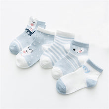 Load image into Gallery viewer, 5 Pairs Cute Summer Breathable Mesh Cotton Infant Baby Socks For Newborn Boys And Girls
