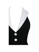 Load image into Gallery viewer, Ignacia Office Casual Black and White Halter Mini A-line Dress
