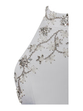 Load image into Gallery viewer, Ori White Halter Neck Crystal Pearl Mini Dress
