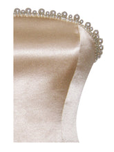 Load image into Gallery viewer, Paisley Pearl Trim Gold Sleeveless Mini Dress
