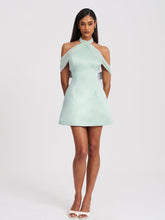 Load image into Gallery viewer, Zafrina Light Cyan Halter Off-shoulder Backless Mini Dress
