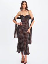 Load image into Gallery viewer, Yadira Brown Base Polka Dot Chiffon Maxi Dress
