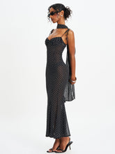 Load image into Gallery viewer, Yadira Black Base Polka Dot Chiffon Maxi Dress
