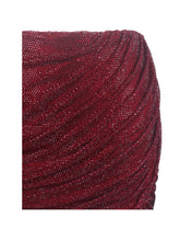 Load image into Gallery viewer, Darleen Crimson Rhinestone Mesh Low Waist Ruched Skirt
