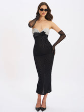 Load image into Gallery viewer, Faith Black and White Polka Dot Sweetheart Maxi Dress
