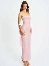 Load image into Gallery viewer, Raizel Pink Beaded Sequin Bodycon Gown with Scarf

