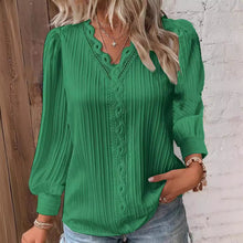 Load image into Gallery viewer, Women’s Lace-Trim V-Neck Blouse
