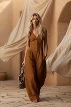 Load image into Gallery viewer, Women's Linen-Look V-Neck Jumpsuit – Textured, Sleeveless, Commuter Style
