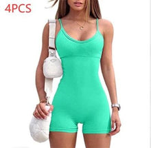 Load image into Gallery viewer, Spaghetti Strap Shorts Jumpsuit Sports Yoga Workout Tight Romper Women Fashion Fitness Sportwear
