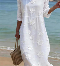 Load image into Gallery viewer, Women's Plus-Size Patchwork Maxi Dress – Relaxed Fit Casual Skirt
