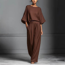 Load image into Gallery viewer, Women’s Flared-Sleeve Linen Suit Two Piece Set
