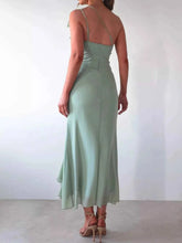 Load image into Gallery viewer, Stylish One-Shoulder Ruffle : Slit Dress
