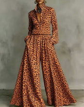 Load image into Gallery viewer, Leopard Print Wide-Leg Pants Set – Women’s Casual Two-Piece

