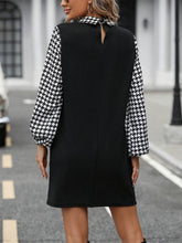 Load image into Gallery viewer, Timeless Black Collared Neck Long Sleeve Mini Dress Vintage Design Classic Women Dress

