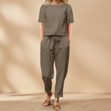Load image into Gallery viewer, Wide-Leg Pants Two-Piece Set – Solid Color Casual Lounge Suit
