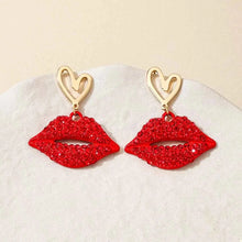 Load image into Gallery viewer, Rhinestone Lip Earrings and Necklace Jewelry Set
