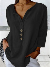 Load image into Gallery viewer, Modern Notched-Collar Button-Down Shirt – Relaxed Chic Staple
