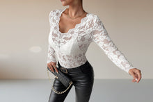 Load image into Gallery viewer, Women's Elegant V-Neck Lace Patchwork Long Sleeve Top
