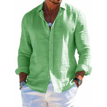 Load image into Gallery viewer, Men's Long Sleeve Shirt Casual Loose Lapel Button Top Solid Color Plus Size Blouse Clothing
