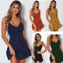 Load image into Gallery viewer, Polka-dot Strappy Dress Women Summer Fashion Beach Sundress
